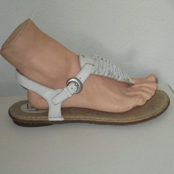 Born b.o.c. Womens White Leather T-Strap Flip Flop Flat Sandal - Size 10M - Picture 3 of 6